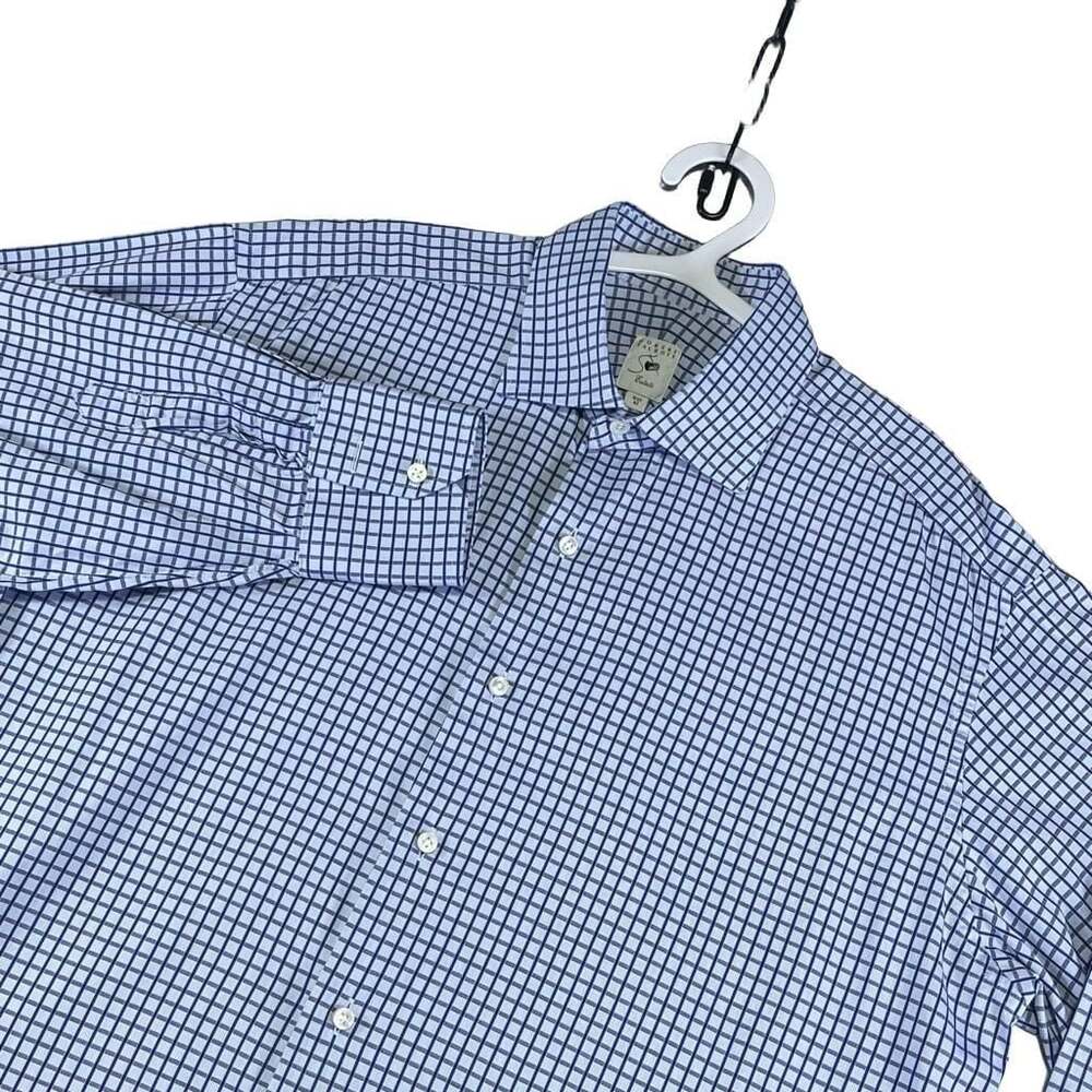 Robert Talbott Estate Blue Gingham Check Dress Shirt 16.5 / 42